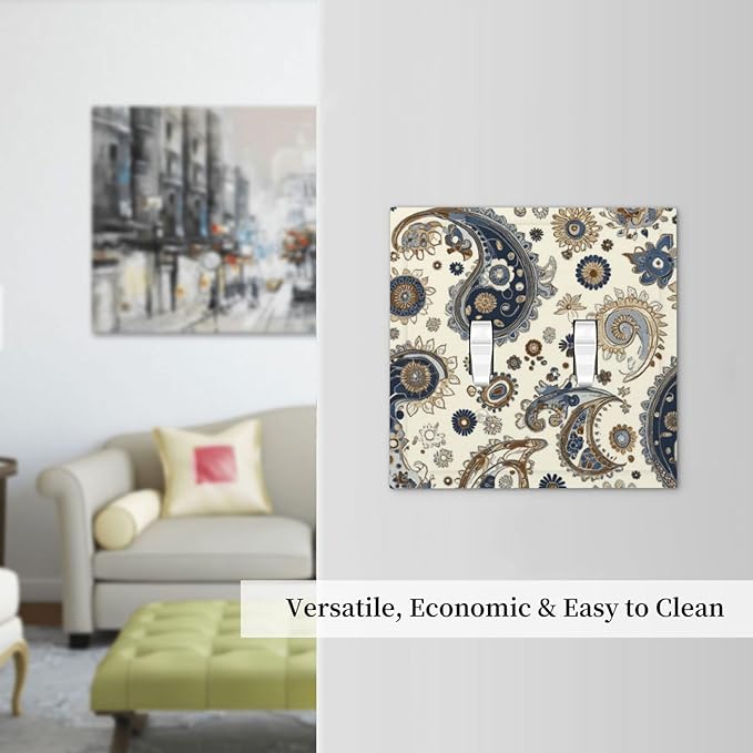 Decorative Switch Plates Doodle Style Floral Abstract Teardrop 2 Gang Double Toggle Outlet Light Switch Cover Wall Plate Electrical Faceplate For Bed Room Living Room Decor