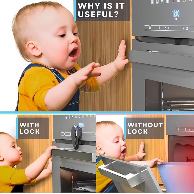 BABY PROOF ME Oven Lock Child Safety, 1 Pack, Oven Door Lock Child Safety, Oven Baby Proofing, Heat-Resistant, Durable & Easy to Install Oven Safety Locks for Toddlers, Baby Proof Oven (Black)