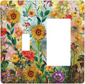 Fall Colorful Sunflower Floral 2 Gang Toggle Rocker Combo Wall Plates Decorative GFCI Device Outlet Cover Receptacle Electrical Faceplate Switchplate for Bedroom Bathroom Kitchen Decor