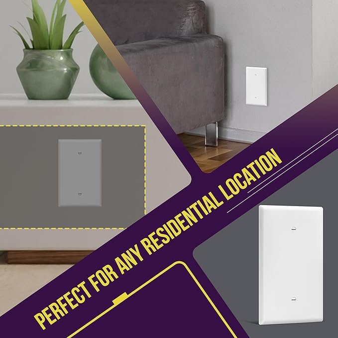 ENERLITES Blank Device Wall Plate, Jumbo Blank Covers, Over-Size 1-Gang 5.5" x 3.5", Unbreakable Polycarbonate Thermoplastic, 8801O-W, White