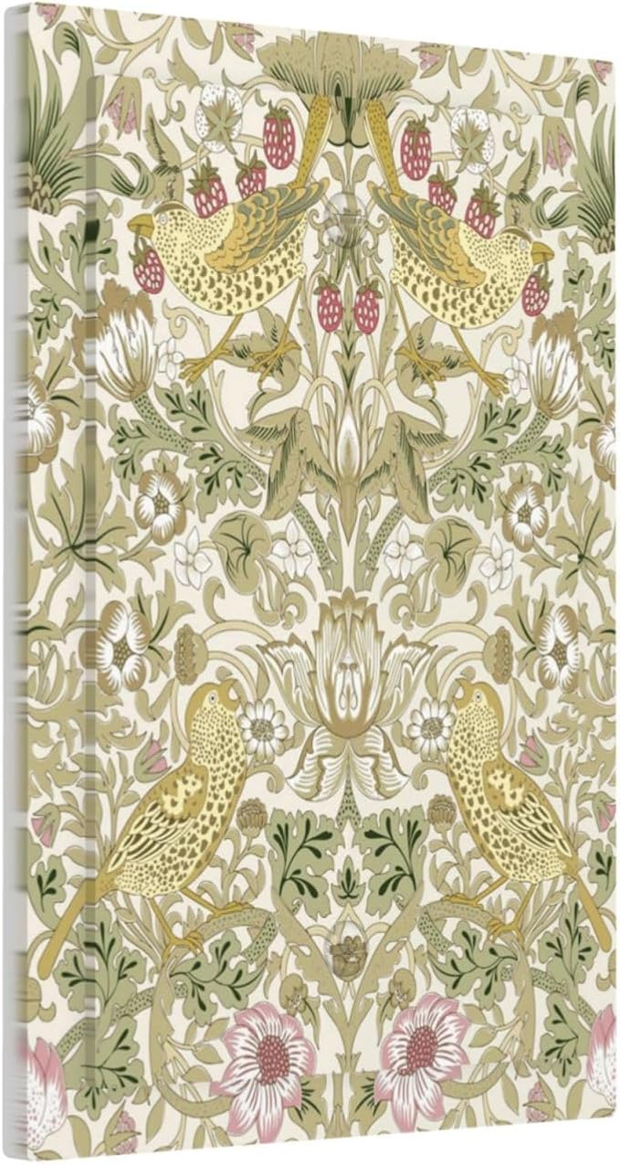William Morris Vintage Strawberry Bird Botanical Light Switch Cover Plate 1 Gang No Device Blank Electrical Wall Plates Faceplate Decorative Switch Plate Covers for Farmhouse Home Decor