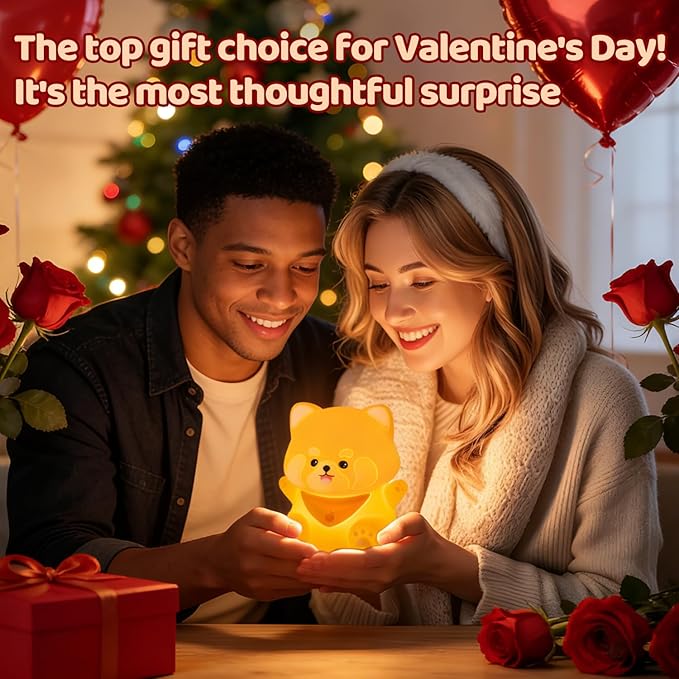 Rytinazzz Red Panda Night Light, 50-Hour Battery & Pat Control, Squishy Silicone Lamp for Kids Nursery, USB Rechargeable with Timer, Mothers Day Gifts