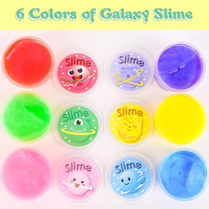 120 Pack Galaxy Bulk Slime Kit, Slimes Party Favors for Kids, Stress Relief Toys, Classroom Rewards and Birthday Goodie Bag Fillers, Non-Sticky, Squishy Toy Stress Relief Slime for Girls and Boys