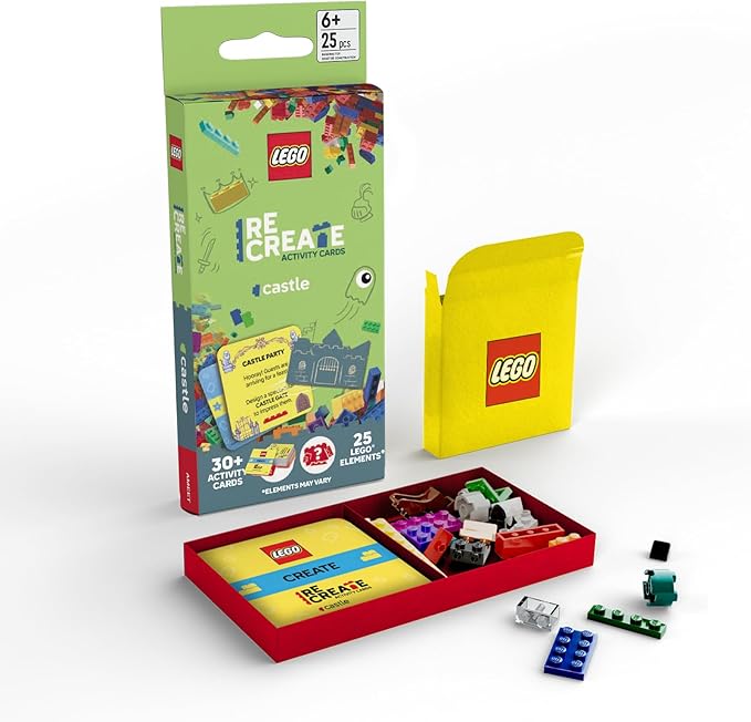 LEGO Recreate Activity Cards – Castle | Fantasy Building Game with 30+ Activity Cards & 25 LEGO Elements | Ages 6+