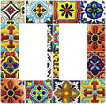 Boho Mexican Moroccan Tile 2 Gang Double GFCI Rocker Rocker/Decorator Light Switch Cover Decorative Outlet Wall Plate Electrical Faceplate Screwless