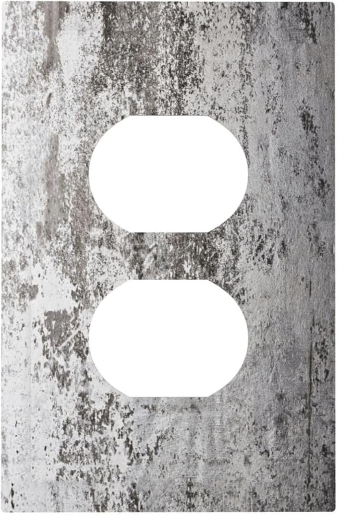 Outlet Covers Gray White Speckled Weathered Concrete Wall 1 Gang Duplex Light Switch Cover Plate Decorative Wall Plates Socket Cover Electrical Switchplate for Bedroom Home Decor
