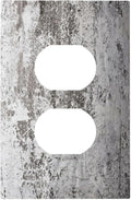 Outlet Covers Gray White Speckled Weathered Concrete Wall 1 Gang Duplex Light Switch Cover Plate Decorative Wall Plates Socket Cover Electrical Switchplate for Bedroom Home Decor