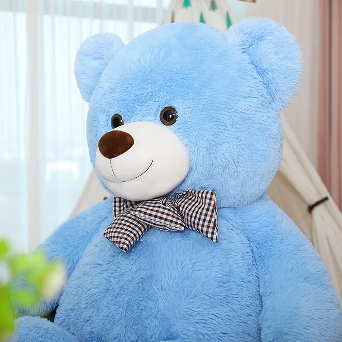 Toys Studio Big Blue Teddy Bear 47 Inch Giant Teddy Bear 4ft Tall, Stuffed Animal for Girls Women Christmas Valentine's Day Large Plush Toy for Kids Baby Shower Party Decorations