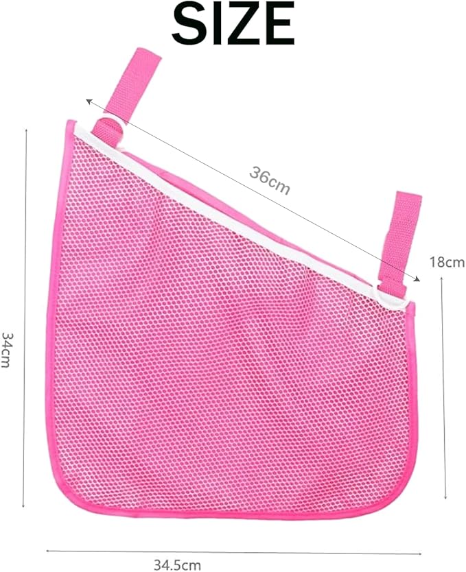 2 Pack Side Sling Cargo Stroller Net, Universal Stroller Organizer Bag, Non-Slip and Adjustable Straps Storage Mesh Cargo Net for Stroller Storage (Pink)