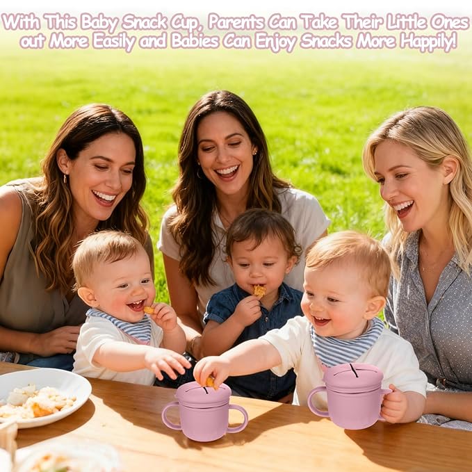 Toddler Snack Containers Stainless Steel Spill-Proof Snack Containers for Toddlers with Spill-Proof Silicone Lids and Handles 4-in-1 Baby Snack Cup is Dishwasher Safe for Easy use On The Go（Pink）