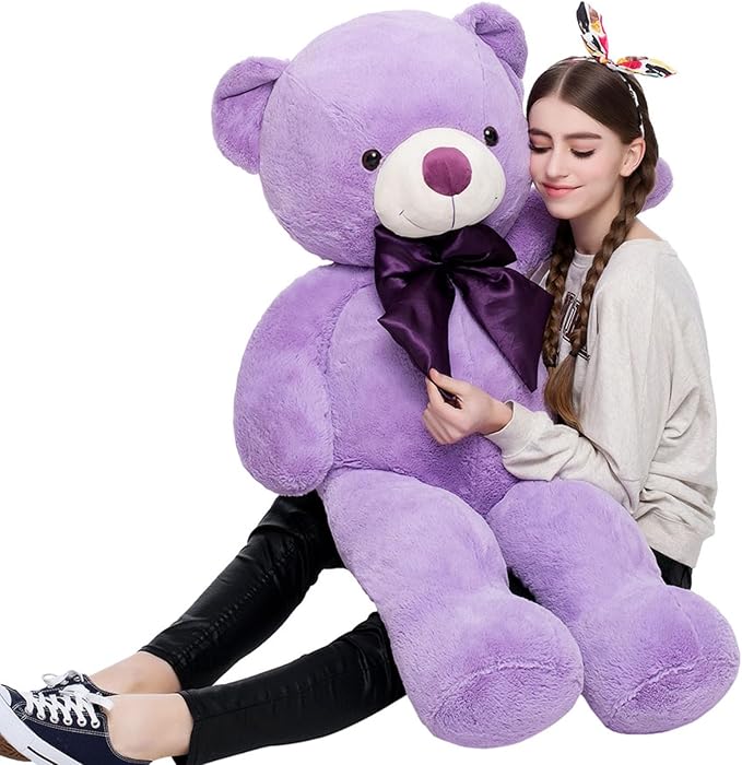 Toys Studio Large Teddy Bear 47 Inch, 4ft Giant Purple Teddy Bear for Baby Shower Decorations Big Plush Toy for Kids Girls Women Christmas Valentine's Day
