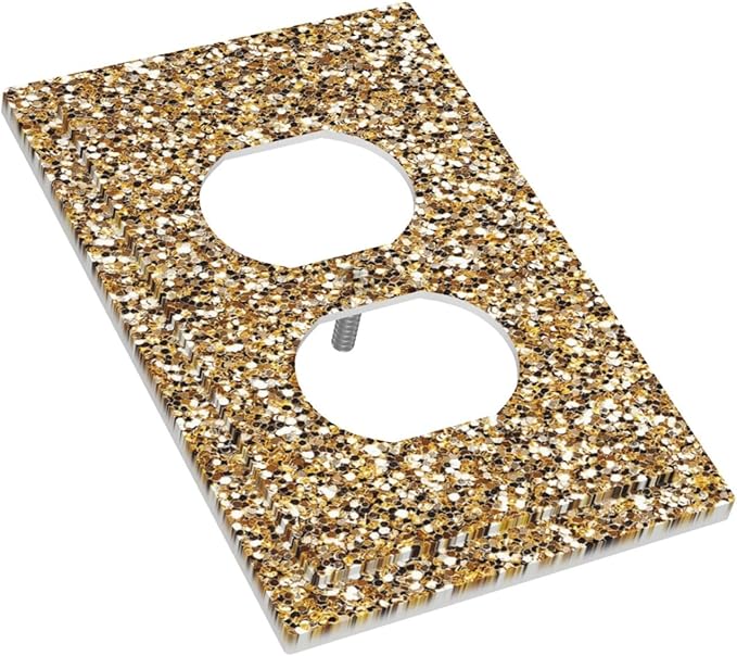 Outlet Covers Gold Glitter Sequins 1 Gang Duplex Light Switch Cover Plate Decorative Switch Plate Covers Electrical Socket Cover for Bedroom Cabin Decor
