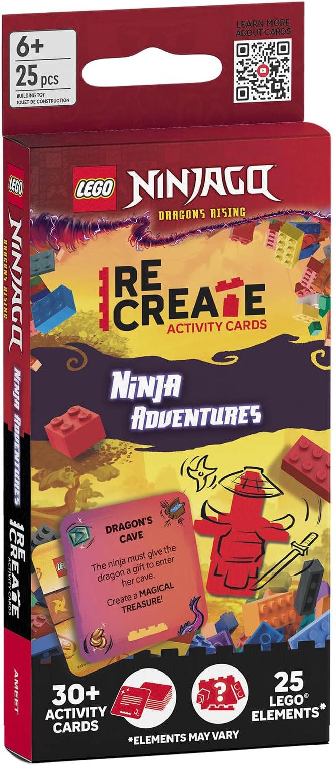 LEGO NINJAGO Recreate Activity Cards – Ninja Adventures | Ninja-Themed Building Game with 30+ Activity Cards & 25 LEGO Elements | Ages 6+