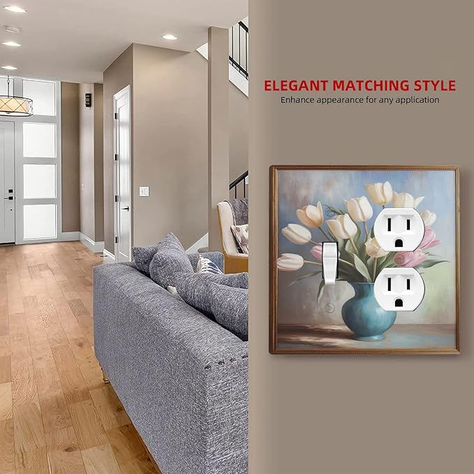 Decorative Art Light Switch Covers Birds on Branches 2 Gang Single Toggle Duplex Combination Electrical Faceplate Switchplate Wall Plate for Home Decor