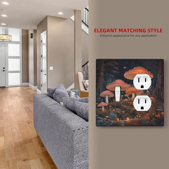 Decorative Art Light Switch Covers Maple Path 2 Gang Single Toggle Duplex Combination Electrical Faceplate Switchplate Wall Plate for Home Decor
