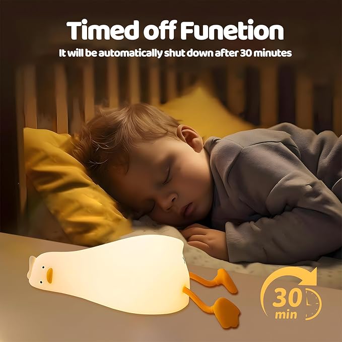 Rytinazzz Lying Cute Duck Lamp Night Light for Kids,Cute Room Decor Silicone Duck Lamp for Baby,Night Lights for Baby Nursery,3-Colors USB Rechargeable Gift for Kids Boys and Mothers Day Gifts