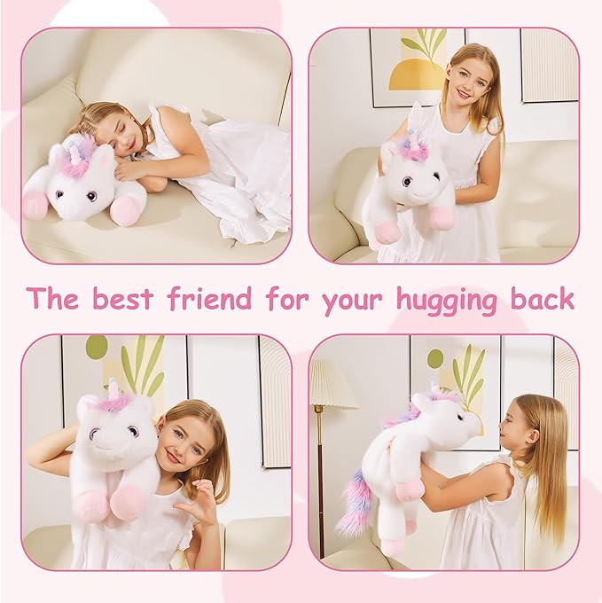 GILFWM Unicorn Weighted Stuffed Animals - 25" Big Stuffed Animal Toy Rainbow Pillow for Girls Boys Kids, 5 lbs Soft Washable Weighted Plush