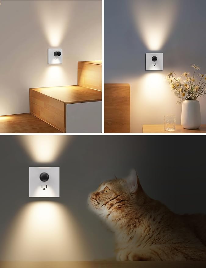 TSEXES 6 Pack LED Night Lights with Dusk to Dawn Sensor, 3000K Soft White, Plug in Wall Night Lights for Kids, Kitchen, Hallway, Bathroom, Bedroom,Non-Dimmable