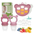 WAJIAYON Baby Breastmilk Popsicle Molds & Baby Fruit Feeder (4 Pack), Infant Food Freezer Tray Storage Containers, Silicone Teething Pacifier Feeder and Teether for Babies,Silicone Feeder(Pink)