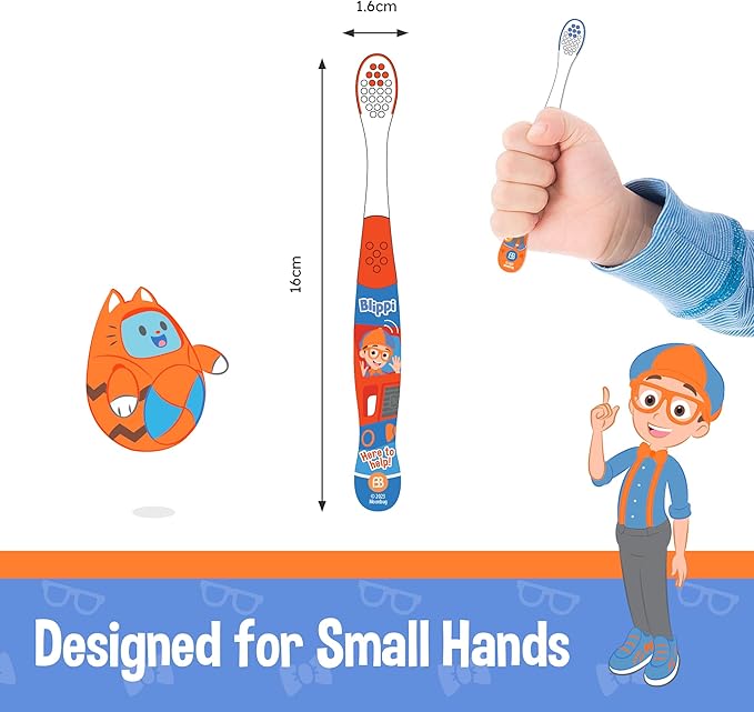 Brush Buddies Blippi Kids Toothbrush Set of 6 Pack Soft Bristle Toothbrushes for Toddlers Ages 2+, Extra Gentle Bristles, Small Head, Easy Grip Handle, Fun Blippi Characters, Kids Oral Care
