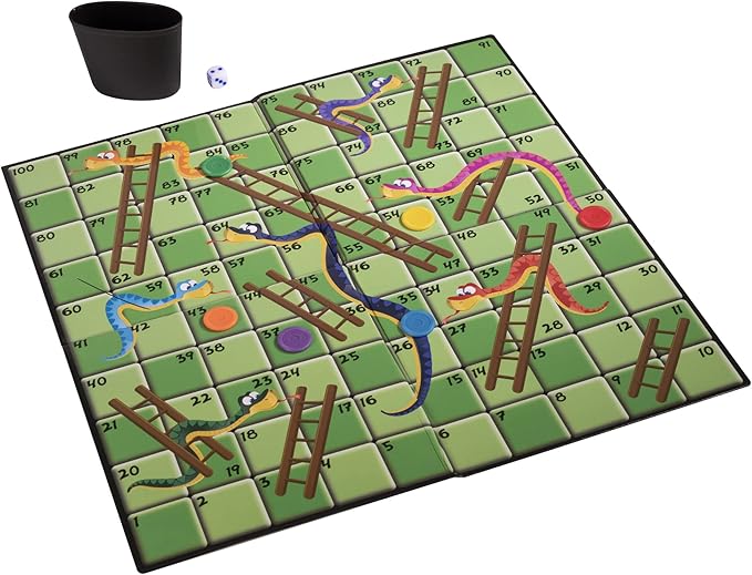 HTI Toys Traditional Games Snakes & Ladders Family Board Game Set