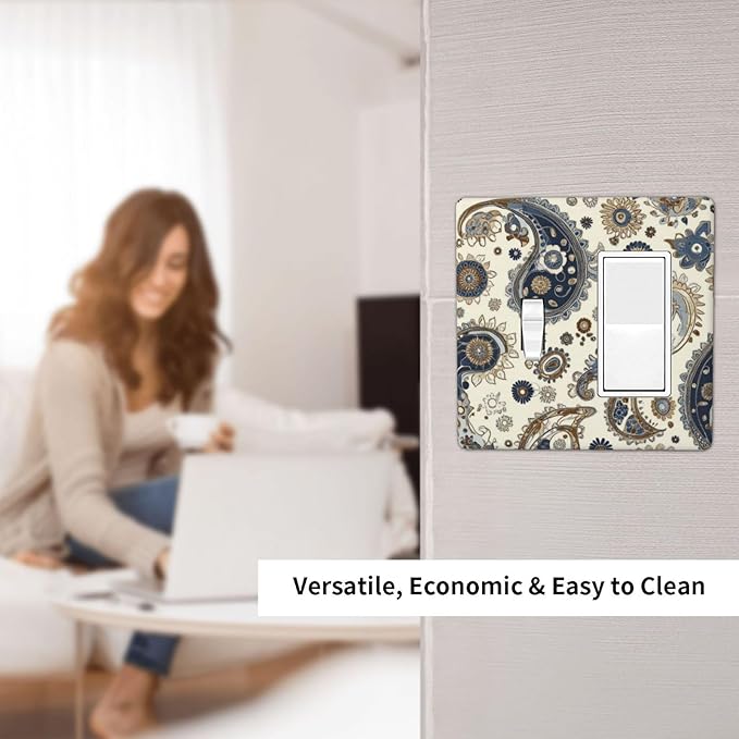 Outlet Covers Doodle Style Floral Abstract Teardrop 1 Toggle 1 Rocker Combination Decorative Wall Plate Electrical Switch Plates Light Switch Cover Plate For Bed Room Living Room Decor