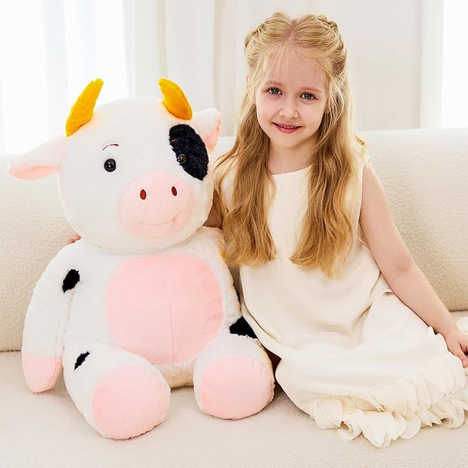 JOD® 27 inch 5 lbs Cow Weighted Stuffed Animals, Large Weighted Plush Toy – Cute Cow Plush Pillow, Soft Kawaii Weighted Plushie Gift for Kids & Adult (68CM)