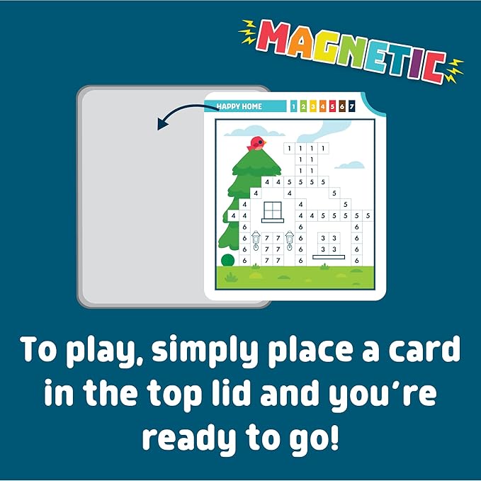 Chuckle & Roar Magnetic Puzzle Kit – Magnet by Number Edition, Mess-Free Color Matching Activity with 30 Challenges, Travel-Friendly Learning Toy for Kids Ages 4+