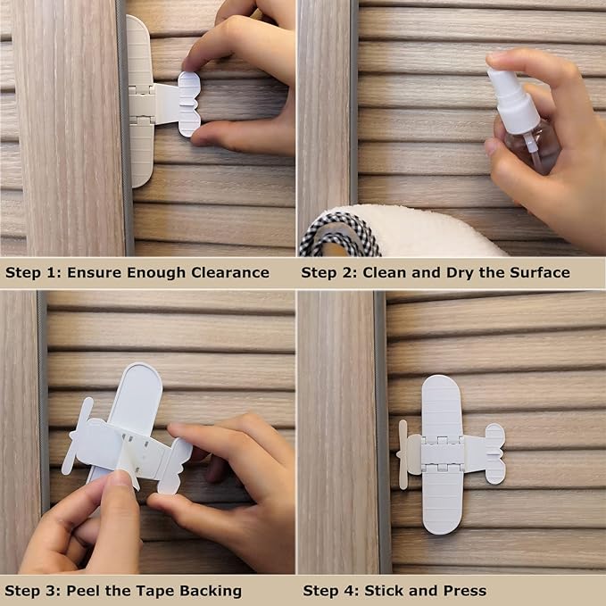 Child Safety Lock for Sliding Glass Door, Slide Closet Doors | Baby Proof Windows Locks | No Tools, Drilling Needed (4 Pack, White)