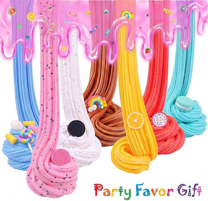 7 Pack Butter Slime Kit, Soft and Non-Sticky Sludge Toy, for Girls Boys Party Favor, Birthday Gifts, Stress Relief Toy
