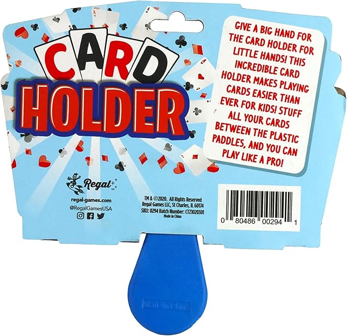Regal Games 4 Pack Card Holders for Playing Cards - Kids Card Holder with Plastic Paddles - Ideal for Family Fun Game Night and Travel (Ages 3+)