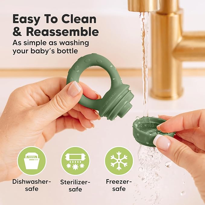 KeaBabies Baby Fruit Feeder 2pk - Silicone Baby Food Feeder for Babies 6-12 Months, Breast Milk Popsicle Teether, Weaning, Pacifier, Freeze Frozen Solid Food, Infant Feeding Essential (Slate)