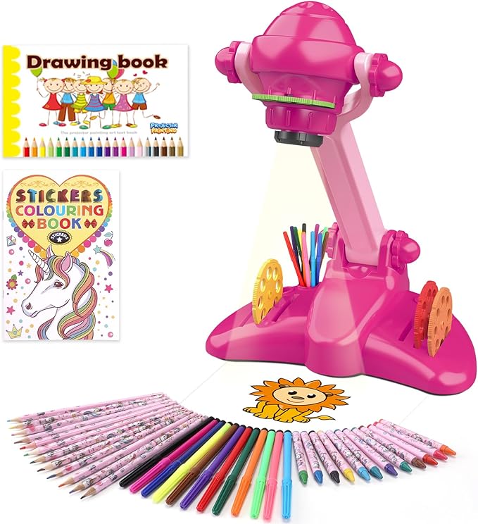 Hoarosall Drawing Projector for Kids Art and Craft Kit Includes Colored Pencils Crayons and Coloring Books Unicorn Drawing Kit Perfect Projector for Drawing Activities