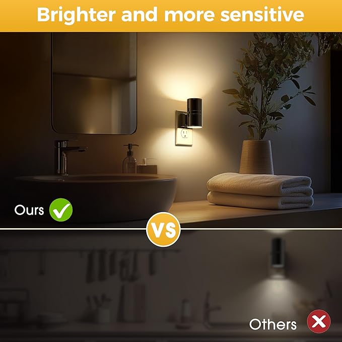 L LOHAS LED Night Light, Automatic Night Lights Plug into Wall, 2 Pack Nightlights with Light Sensor, 3000K Soft White 0-100LM Dimmable Modern Nightlight for Kids Bedroom Hallway
