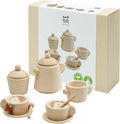 PlanToys® Wooden Tea Set for Montessori Inspired Pretend Play | Social Interaction, Language and Imaginative Role Play | Eco Friendly Wooden Tea Party Set for Creative Learning