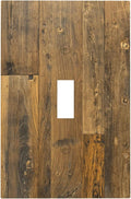 Brown Wood Vintage Rustic Old Board Decorative Light Switch Cover 1 Gang Single Toggle Device Electrical Faceplate Switchplates Decorator Outlet Wall Plate for Farmhouse Home Decor