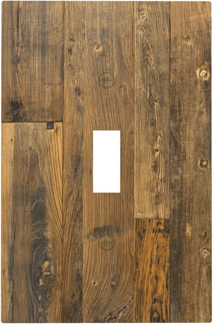 Brown Wood Vintage Rustic Old Board Decorative Light Switch Cover 1 Gang Single Toggle Device Electrical Faceplate Switchplates Decorator Outlet Wall Plate for Farmhouse Home Decor
