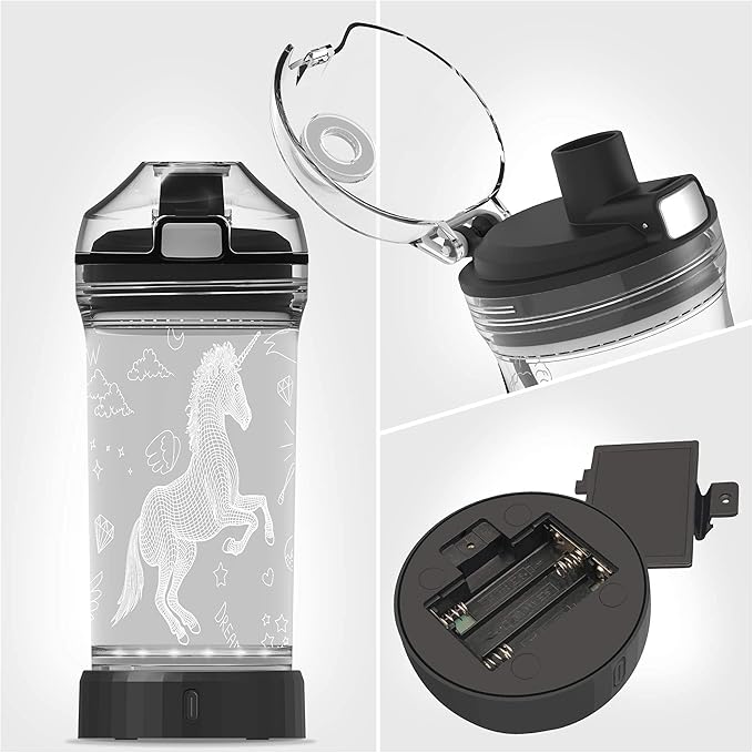 YuanDian Light Up Kids Water Bottle with 3D LED Light- 14 OZ Tritan BPA Free - 7 Color Light Cool Drinking Cups Gift for School Kids Girl Child (Unicorn)