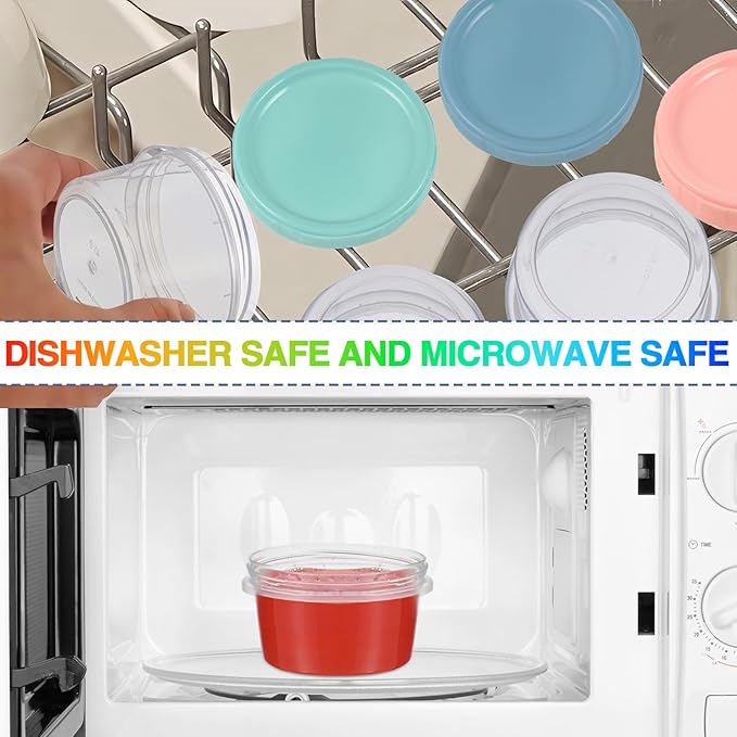 Yomarket 24pcs 8 oz Plastic Containers with Screw Lids, Reusable Clear Food Storage Containers with Pen and Brush for Snack Salad Fruit, Leakproof Small Freezer Containers, Microwave & Dishwasher Safe
