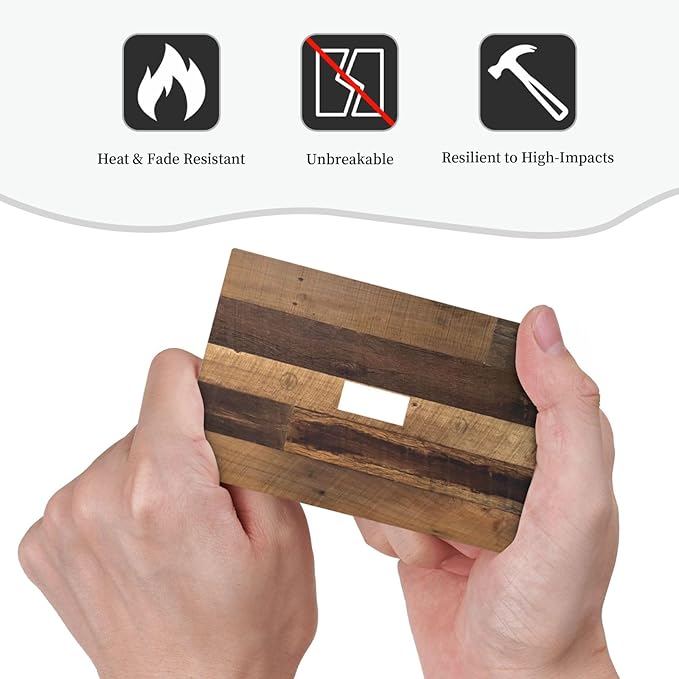 Decorative Light Switch Cover Natural Wood Brown Wooden Planks 1 Gang Single Toggle Device Electrical Faceplate Switchplates Decorator Outlet Wall Plate For Farmhouse Cabin Decor