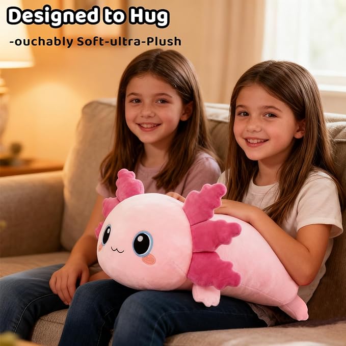 Finebee Weighted Axolotl Stuffed Animals, Cute Weighted Axolotl Plush, Soft Stuffed Weighted Plush Pillow Gifts for Kids Adult(9.8" 0.8Lbs)
