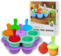 Silicone Popsicle Molds 14-cavity DIY 2Pcs Ice Pop Mold with Colorful Sticks For egg biting ice cream molds baby food storage containers non stick cake molds (Purple Mint Green)