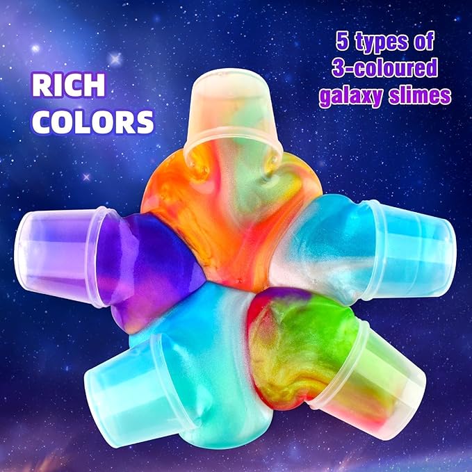 80 Pack Slime Party Favors Kit, Mini Galaxy Bulk Slime Stretchy Stress Relief for Kids 8-12, Soft Putty Toy, Girls and Boys Classroom Reward, Birthday, Goodie Bag Stuffers