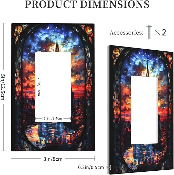Medieval Fantasy Castle Magic Academy Decorative Outlet Covers 1 Gang Single Rocker Light Switch Cover Plate Wall Plates GFCI Faceplate for Kids Room Bedroom Decor