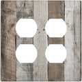 Natural Grey Wood Vintage Faux Wood Grain Outlet Covers 2 Gang Double Duplex Decorative Light Switch Covers Electrical Wallplates Socket Faceplate for Farmhouse Home Decor