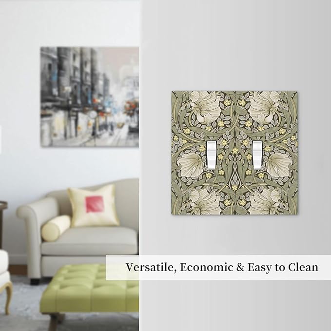 William Morris Pimpernel Flowers Plant Floral Decorative Switch Plates 2 Gang Double Toggle Outlet Light Switch Cover Wall Plate Electrical Faceplate for Farmhouse Living Room Decor
