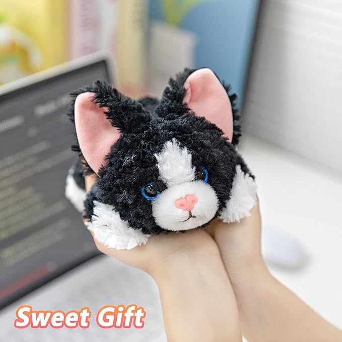 PEACH CAT Devon Rex Cat Stuffed Animal Cute Kitten Plushies Small Plush Toys Gifts for Kids Black