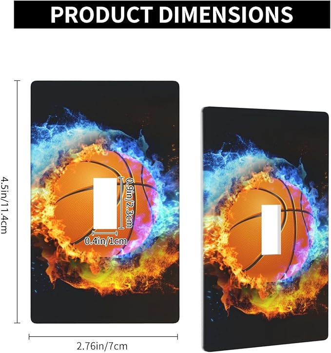 Basketball Light Switch Cover Plates Decorative Single Toggle Wall Plate, 1 Gang Lightswitch Cover