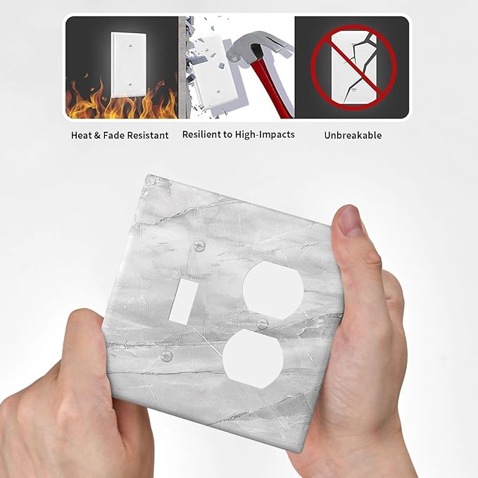 Outlet Covers Gray Marble Pattern 1 Toggle 1 Duplex Switch Plate Covers Electrical Light Switch Cover Plate Decorative Wall Plate Socket Cover for Home Farmhouse Decor