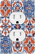 Outlet Covers Colorful Talavera Mexican Tile 1 Gang Duplex Light Switch Cover Decorative Switch Plates Electrical Receptacle Faceplate Wall Plate For Bathroom Kitchen Decor